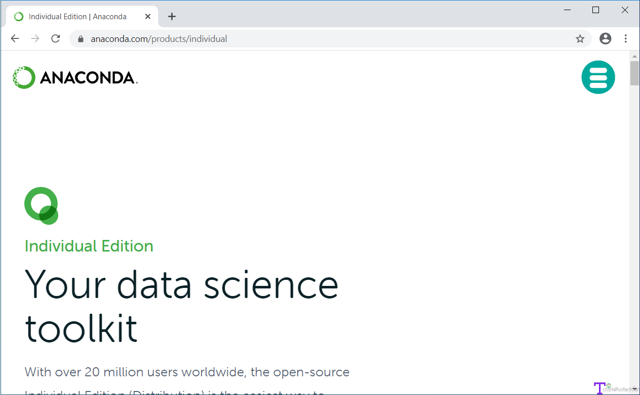 Anaconda individual download page