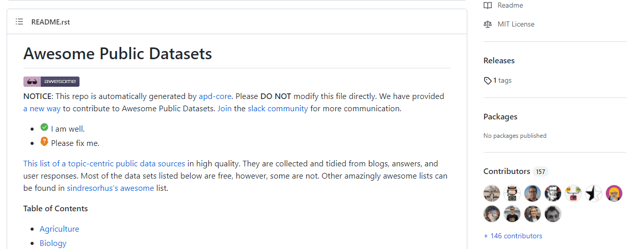 Awesome Public Dataset Collectio